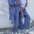 Unisex wide-leg trousers crafted in soft linen with side pockets.