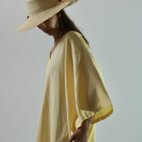 Wide V-Collar Kaftan - Yellow