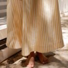Laborium Linen Skirt Yellow Stripes